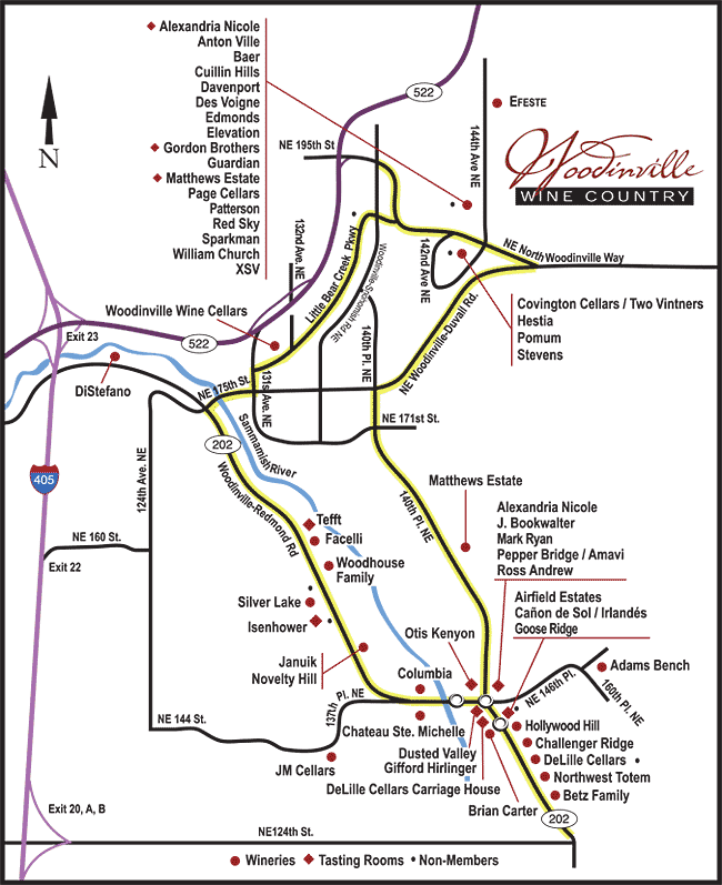 Woodinville Wine Country tasting map