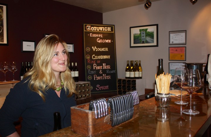 Chelsea guiding tasters through the Zotovich Cellars portfolio